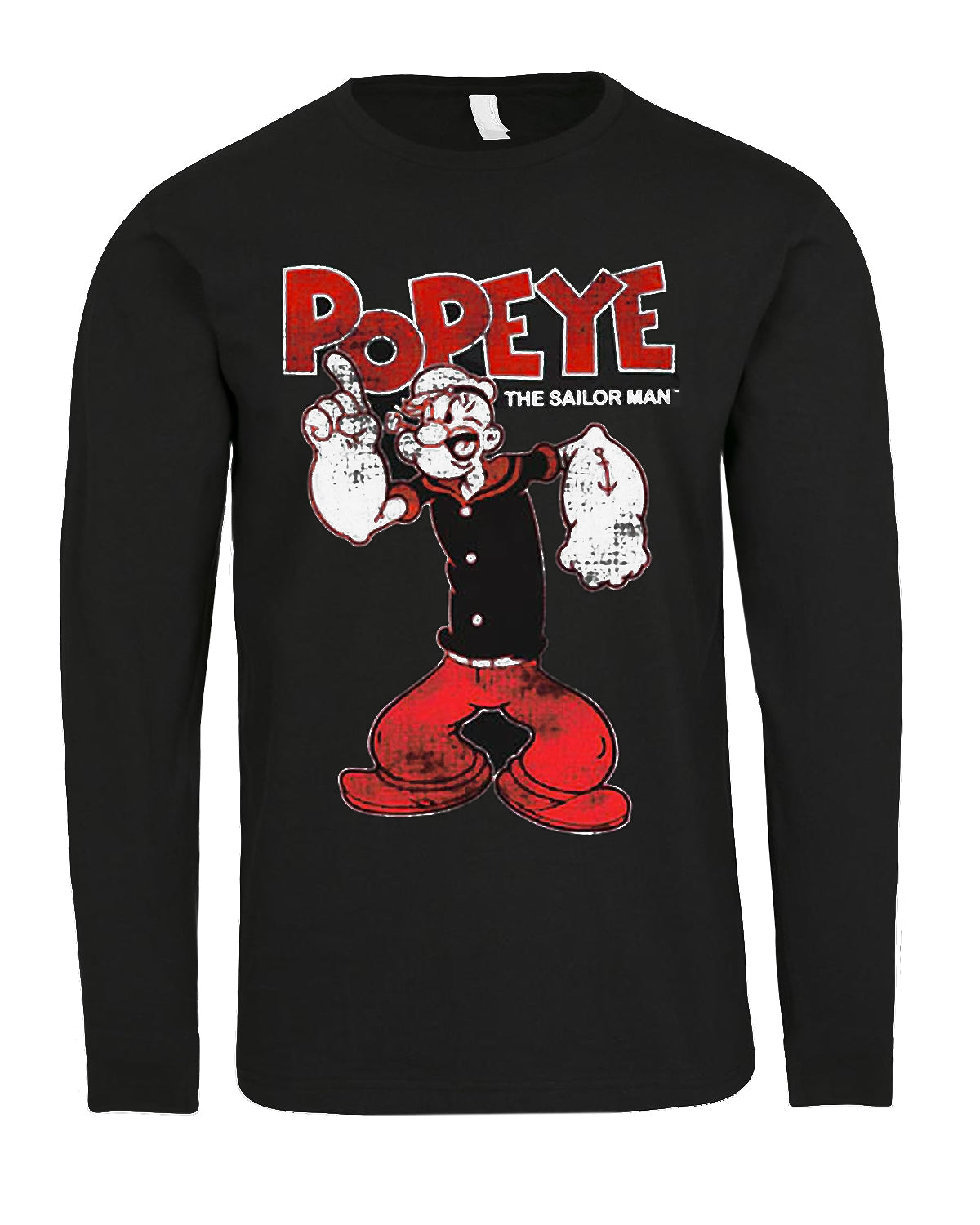 Print Shirt Popeye Sailor Man pitkähihainen - Musta