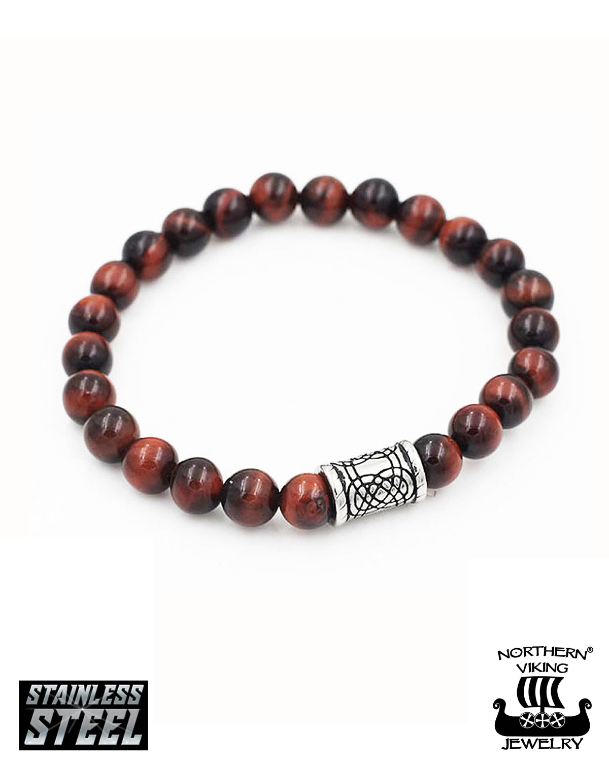 Northern Viking Jewelry Tiger Eye Knotwork rannekoru - Ruskea Default Title