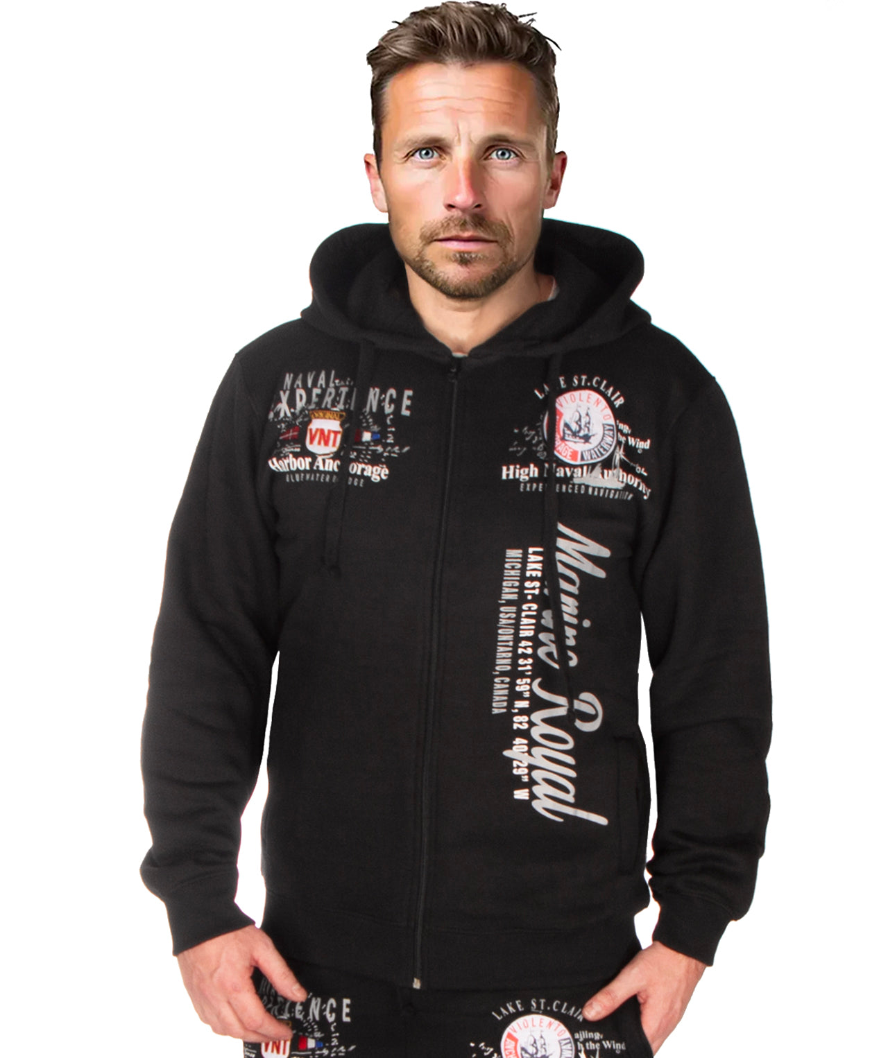 Marine royal zip hoodie - Black/Black