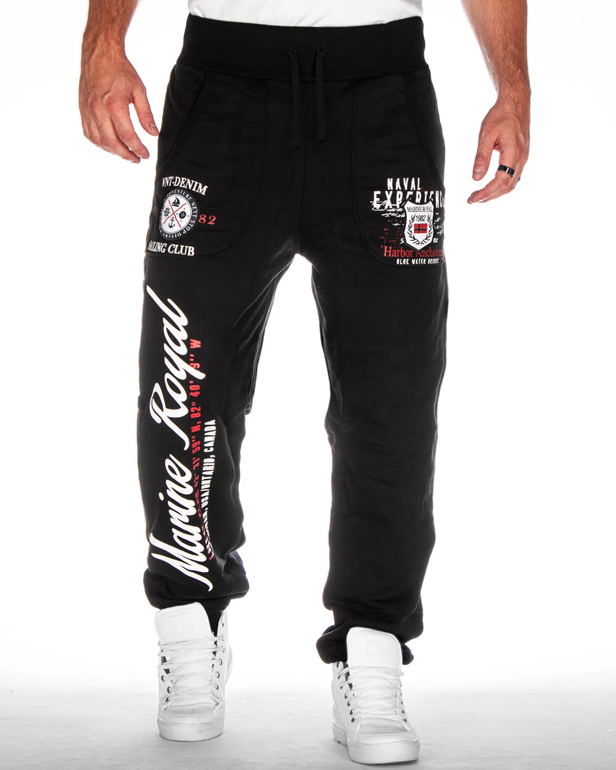 Naval sweatpants - Black/White