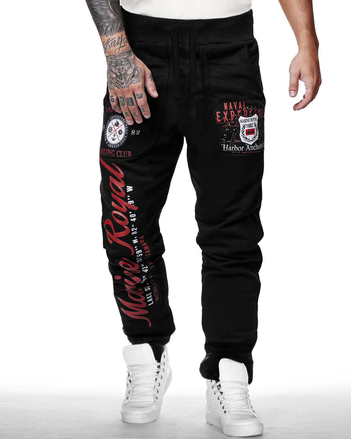 Naval sweatpants - Black/Red